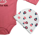 3-Piece Baby Girl Outfit Set – “Mommy’s Little Girl” Bodysuit, Floral Pants & Hat – Soft Cotton