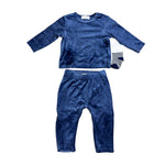 René Rofé Baby – 3-Piece Set | Long Sleeve Velour Outfit + Matching Socks (Navy Blue)