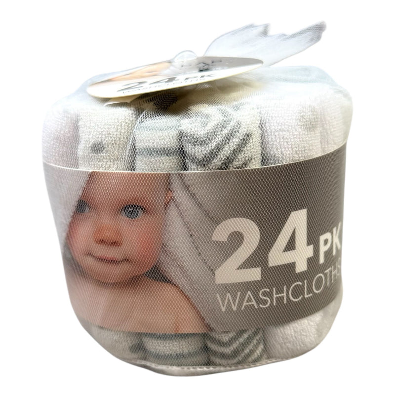 Baby Washcloths – 24 Pack | Soft Cotton Face & Bath Cloths – Bon Bébé