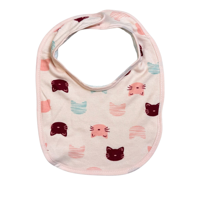 5-Pack Baby Girl Bibs – Pink Cat, Polka Dots & Solid Colors – Soft Cotton