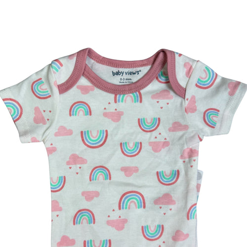 3-Piece Baby Girl Outfit Set – Rainbow Bodysuit, Pink Pants & Bib – Soft Cotton