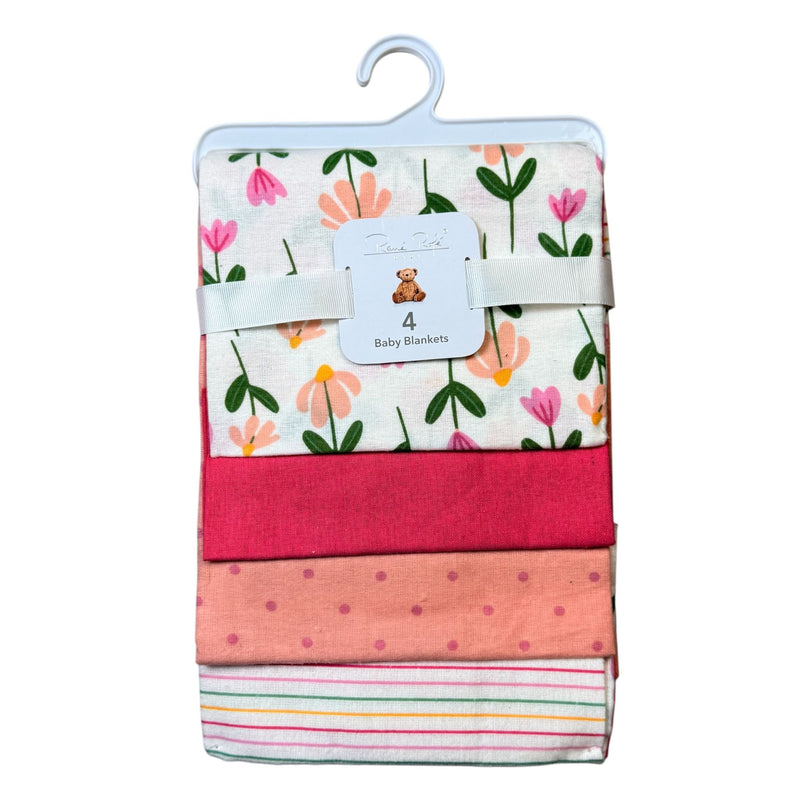 Rene Rofé Baby 4-Pack Flannel Receiving Blankets – Soft Cotton Swaddle Set