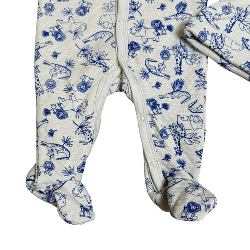 Baby Boy Footed Pajamas with Hat – Safari Animal Print (2-Piece Set)