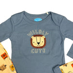 Baby Boys 3-Piece Outfit Set – Long Sleeve Bodysuit, Pants & Hat – Jungle Animals