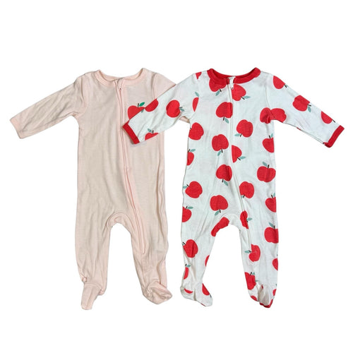 Rene Rofé Baby 2-Pack Sleep & Play Cotton Pajamas – Apple Collection