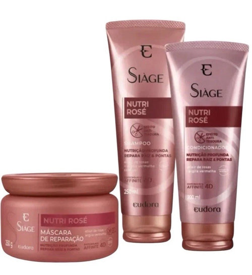 Eudora Siàge Nutri Rosé Hair Kit | Deep Repair + Shine | 3pcs Brazilian Set