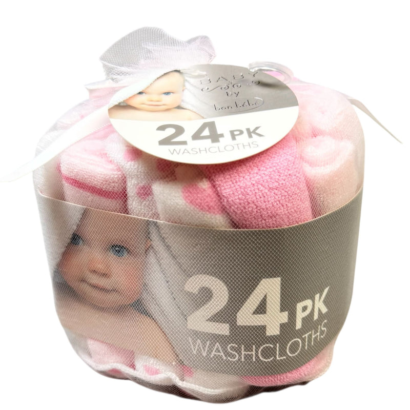 Baby Washcloths – 24 Pack | Soft Cotton Face & Bath Cloths – Bon Bébé