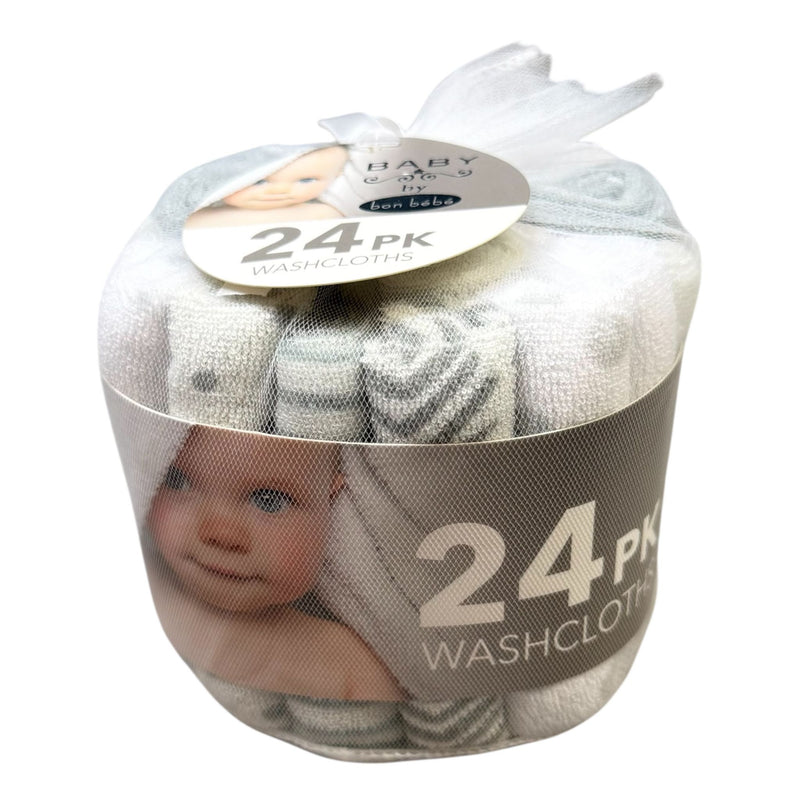 Baby Washcloths – 24 Pack | Soft Cotton Face & Bath Cloths – Bon Bébé