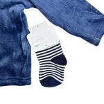 René Rofé Baby – 3-Piece Set | Long Sleeve Velour Outfit + Matching Socks (Navy Blue)