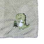 Baby Blanket – Soft Plush Dinosaur Embroidered – Green – Ultra Cozy and Warm