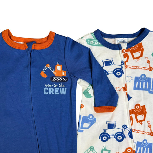 2-Pack Baby Boys Footed Sleepers – Construction Theme 🚜👶