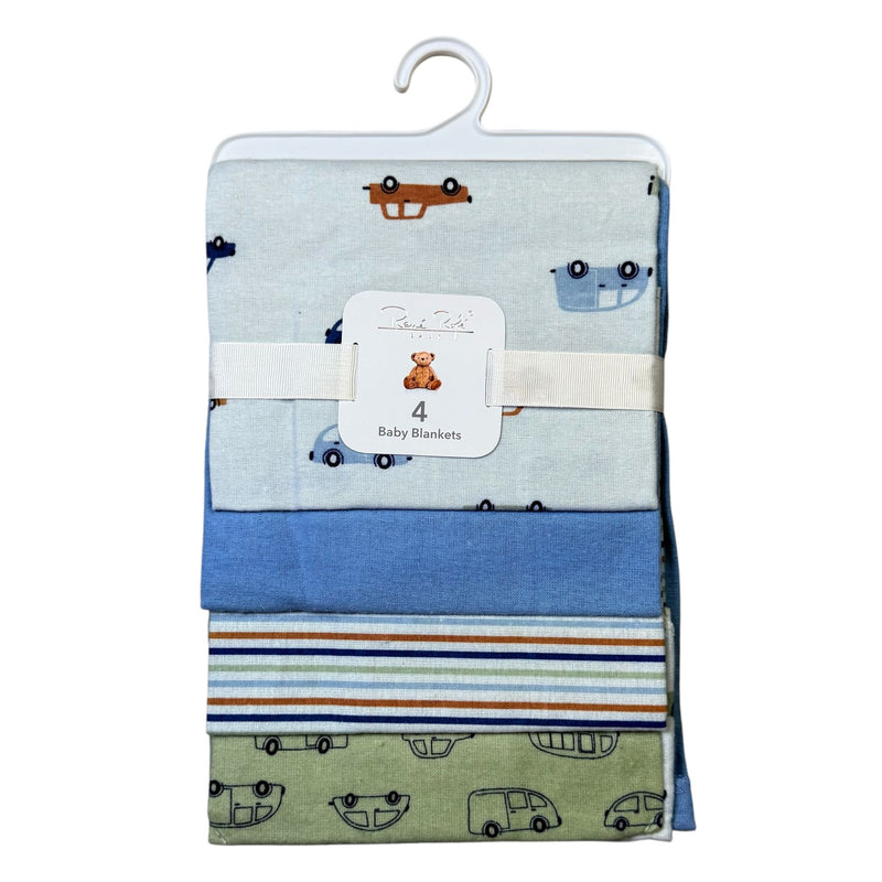 Rene Rofé Baby 4-Pack Flannel Receiving Blankets – Soft Cotton Swaddle Set