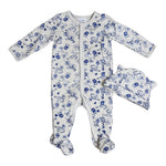 Baby Boy Footed Pajamas with Hat – Safari Animal Print (2-Piece Set)