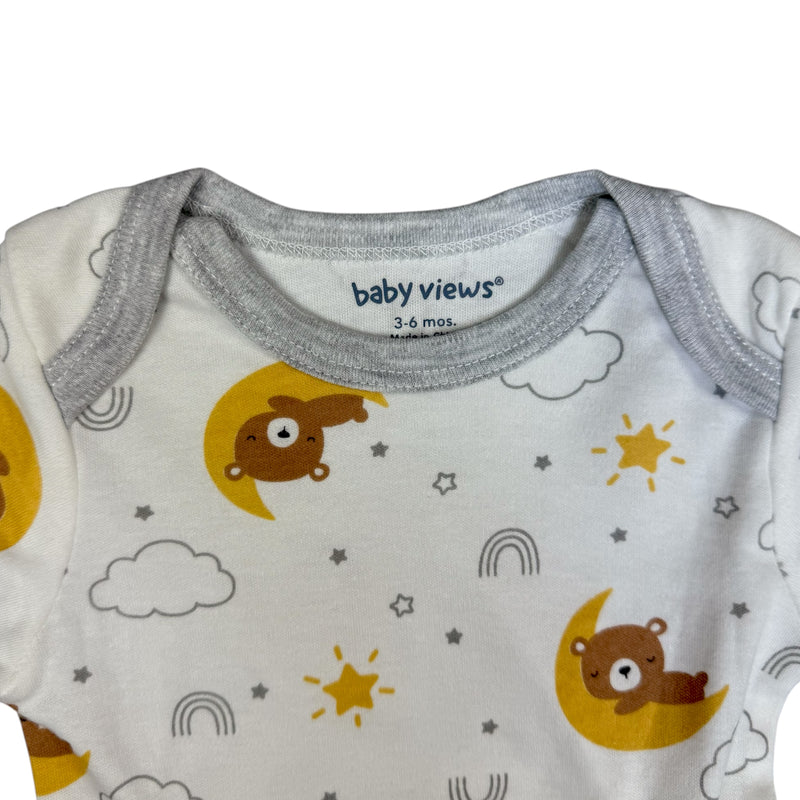 Baby Outfit Set – 3 Pieces – Bodysuit, Pants & Bib – Bear & Moon Print