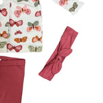 3-Piece Baby Girl Outfit Set – Butterfly Top, Pink Leggings & Headband – Soft Cotton