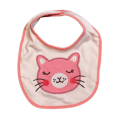 5-Pack Baby Girl Bibs – Pink Cat, Polka Dots & Solid Colors – Soft Cotton