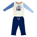 Bon Bébé Baby Boy 2-Piece Outfit Set | “Happy Camper” Long Sleeve Top & Pants
