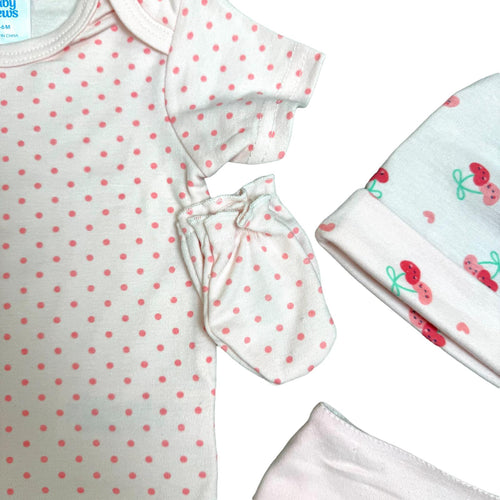 Baby Girl 8-Piece Clothing Set – Cherry Print – Baby Delius – 100% Cotton