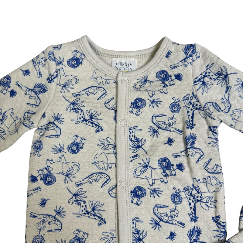 Baby Boy Footed Pajamas with Hat – Safari Animal Print (2-Piece Set)
