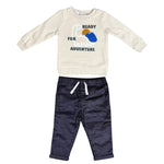 Baby Boy 2-Piece Outfit – “Ready for Adventure” Dinosaur Sweatshirt & Corduroy Pants