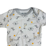 3-Piece Baby Outfit Set – Safari Animals Bodysuit, Gray Pants & Bib – “Cutie Club”
